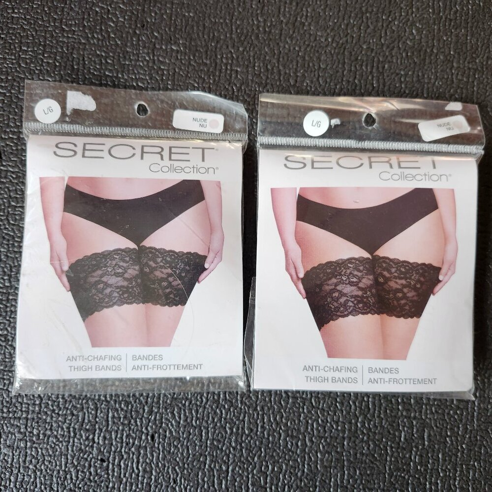 SECRET COLLECTION Anti Chafing Thigh Bands Size Large BNIP Lot of 2